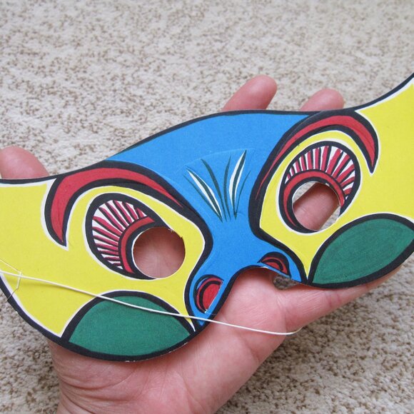 Vintage Set of 5 Masks Masquerade Halloween Carnival Fantasy Rainbow Surreal - Picture 6 of 11